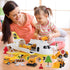Dwi Dowellin Construction Toy Airplane Set with Play Mat, Excavator, Bulldozer, Mixer, Dumper Truck, Forklift, Crane,