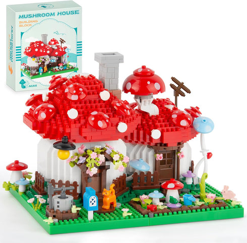 Vziimo Mushroom House Building Set, Creative Mushroom Garden Model Kits for Adults,