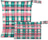 Haskirky Turquoise Pink Tartan 2 Pcs Cloth Diaper Wet Dry Bags,Waterproof and Washable