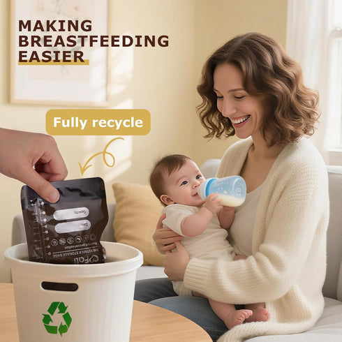 Bags-120 8Oz FATI Breastmilk Storage Pcs, Blackout Breast Milk Storing Bag with Pour Spout for Baby Bottle Feeding
