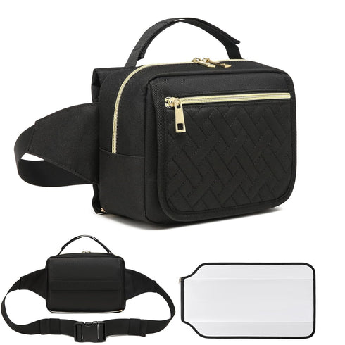 Small Diaper Bag with Portable Changing Pad, Crossbody Pack, Mini Fanny Pack for Baby Travel, Black