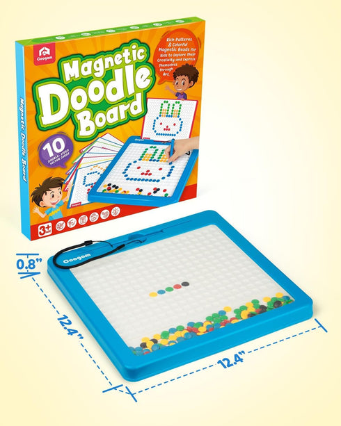 3 4 5 6 Coogam Magnetic Drawing Board, Large Magnet Doodle Board with Pen and Dot Beads, Color Shape Pattern Art Pad