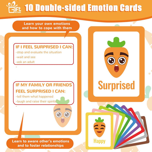 Big Feelings Carrot Social Emotional Learning Toys, 26 Facial Expressions & 10 Flashcards for Kids 3-6