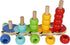 TOWO Wooden Stacking Rings Baby Caterpillar Counting Game, Colour Sorting Puzzle, 5 Pegs Ring Stacker, Early Learning