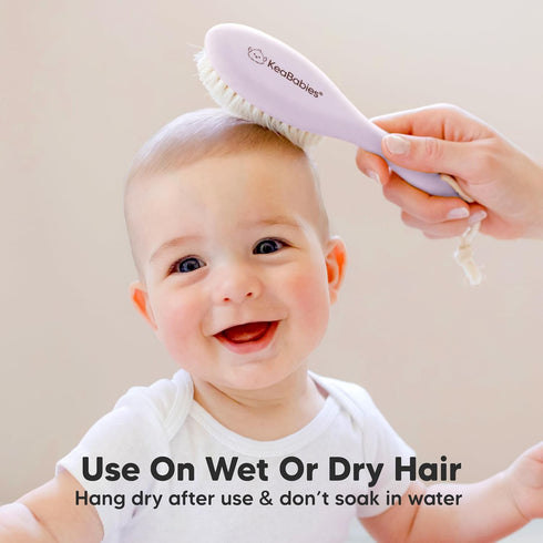 Wooden Baby Hair Brush for Toddler Girls, Boys - Cradle Cap Brush for Babies, Soft Goat Bristles, Perfect Gentle Scalp