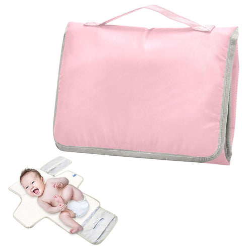 VEKELEE Pink Portable Diaper Changing Pad for Baby, Waterproof & Foldable Changing Mat, Soft & Comfortable with Wipes