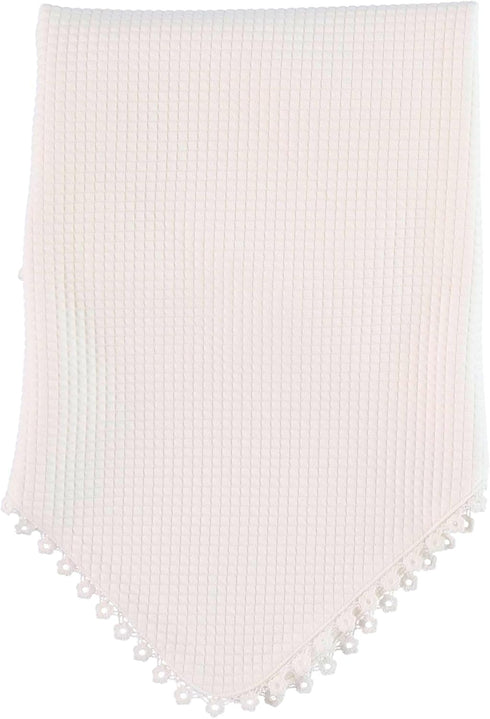 Carriage Boutique Off White Quilted Blanket with Lace Trim