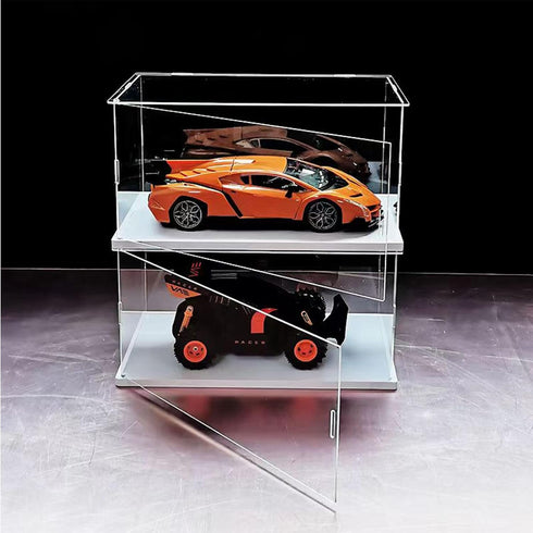 MECC Countertop (14x8x12inch/35x20x30cm) Openable Clear Acrylic Display Case-Assemble Box with White Base