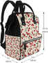 Qewfoju 2 Backpack Backpack Red Cherries Print Diaper Bag Large Capacity Diaper Baby Changing Bags
