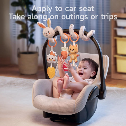 0 3 6 9 12 TUMAMA Spiral Car Seat Toys Baby Toys for Months, Infant Stroller Toy Newborn Hanging Toys with Rattle