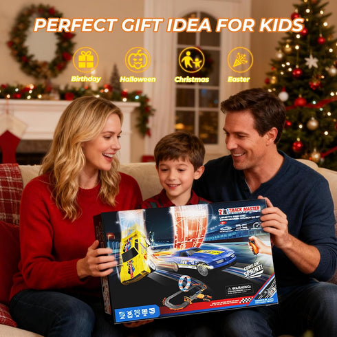 2-in-1 Sets 2 Counter 8-12 Slot Car Race Track - Electric Race Car Track with High-Speed Racing Cars, Dual Racing Game