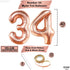 KatchOn Rose Gold 34 Balloon Set, 40 Inch, 34th Birthday Decorations for Women with Confetti Balloons