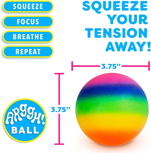 Power Your Fun Arggh Rainbow Giant Stress Balls for Adults, 3.75 Inch Large Stress Balls for Kids, Fidget Toy