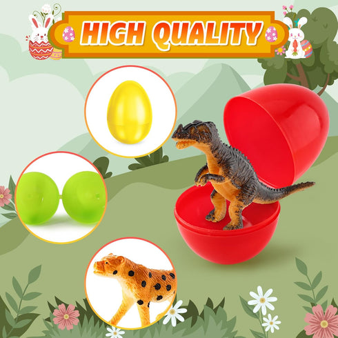 24 Pack Shemira Easter Eggs Filled with Animal Dinosaur Toys, Easter Basket Stuffers Fillers, Easter Goodie Bag