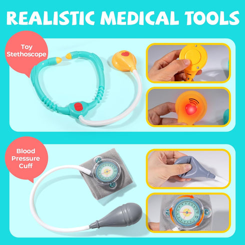 Doctor Kit for Toddlers 3-5 - Preschool Pretend Play Medical Kit with Stethoscope