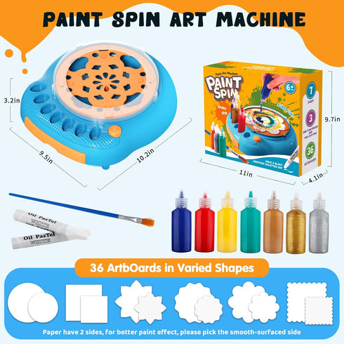 Hewaurorion 7 36 4 5 6 7 8 9 10 11 12, Spin Art Machine for Kids, Paint Spinner Arts and Crafts Kit with Washable