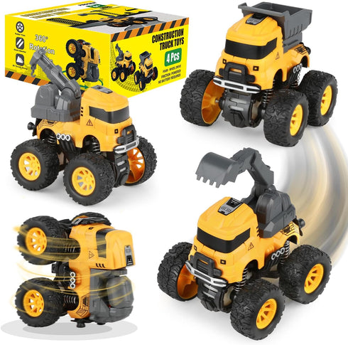 Construction Truck Toys, Push and Go Toy Trucks for Toddlers Kids Age
