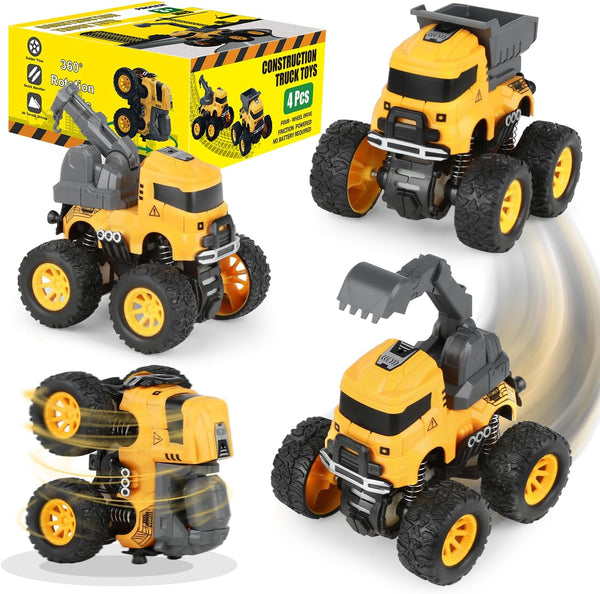 Construction Truck Toys, Push and Go Toy Trucks for Toddlers Kids Age