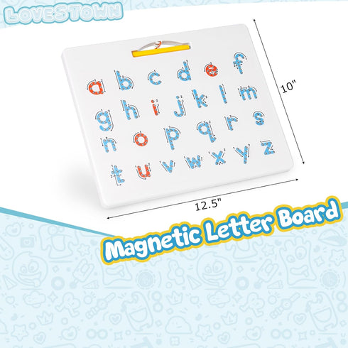 LovesTown Double Sided Magnetic Letter Board, 2 in 1 Alphabet Tracing Board for Kids
