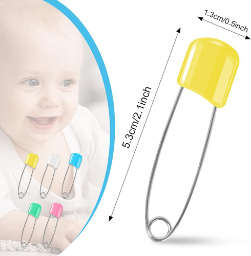 DF DUALFERV 110 2.1 Inch 5 Pcs Stainless Steel Diaper Pins, Baby Diaper Pins for Cloth Diapers, Plastic Head Baby