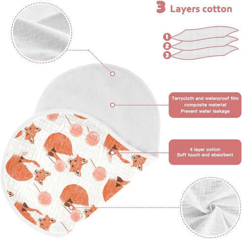 decor gift 4 Pack 22x11in Cotton Newborns Burp Cloths Easy Care Feral Fox Lollipop Off White Orange wash Cloths