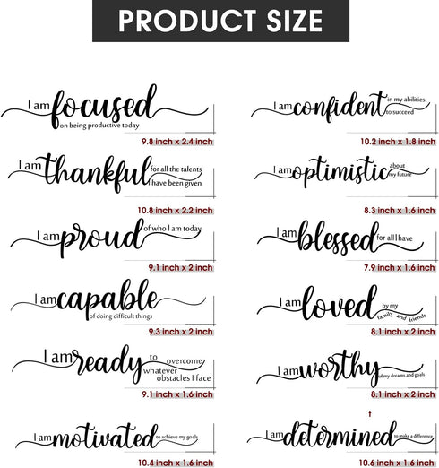 Epakh 2 Sheets Black Motivational Wall Stickers Decor, Inspirational Quote Vinyl Decal Art for Living Room, Bedroom,