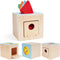 FCSONU Kids Toddler Montessori Toys, Wooden Baby Tissue Box Toy for Educational Learning with Cloth Tissues