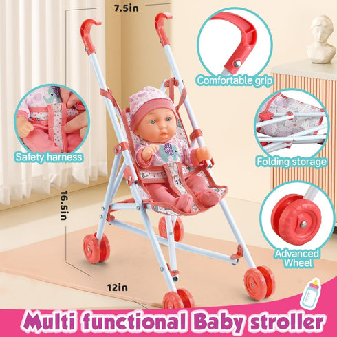 Set 11" Chair,24 2 Sets 3-5 4-6 5-7 Baby Doll Crib and Stroller Accessories Play with Baby Doll,Dining PCS Dolls