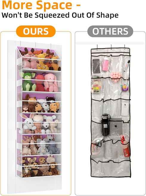 6 Over the Door Organizes- Tier Stuffed Animal Storage, Bathroom Organizers and Storage, Swing-proof Hanging Organizer