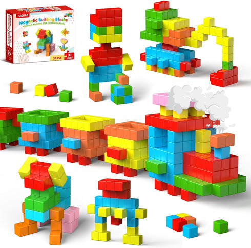 KAGRAD Magnetic Blocks, 30 PCS Brightly Colored Magnetic Building Tubes, Preschool Classroom Must
