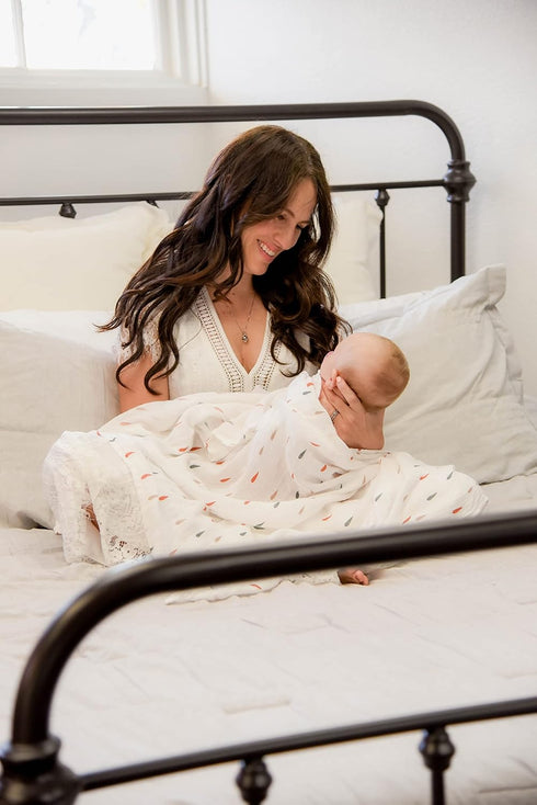 2 Pack Set Baby Swaddle Blanket - | Boho Rainbows + Raindrops | Muslin Cotton Blend | Newborn Essentials | Boys & Girls