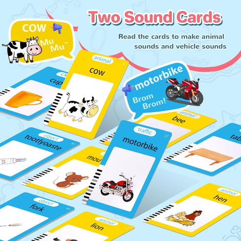 224 Talking Flash Cards for Toddler, Learning Montessori Toys with Sight Words, Pocket Speech for Toddlers Therapy