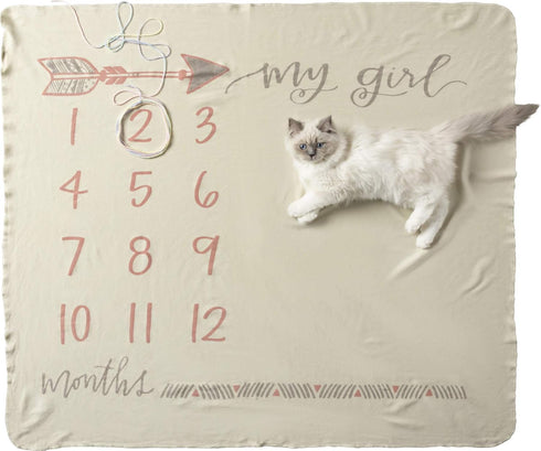 Primitives by Kathy Baby Milestone Blanket, 42 x 36-Inches, My Girl