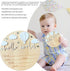 5.9 Inch Baby Announcement Sign, Wooden Hello World Newborn Signs, Birth Announcement Sign and Pen, Hot Air Balloon
