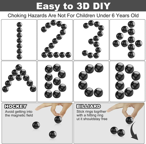 21Pcs Magnet Black Ball Fidget Toy, DIY Hematite Stones Toys for Adults, Science Kit for Anxiety Relief, Magnetic