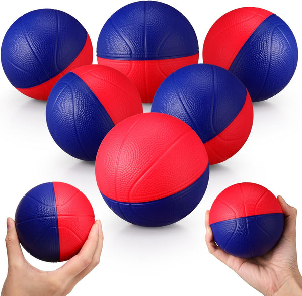 6 Pcs Basketball Stress Balls, 4 Inch Soft Mini Foam Balls for Indoor Outdoor Sport Theme Parties
