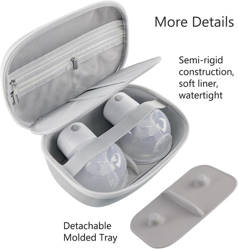 Gowing 2 Wearable Breast Pumps Carrying Case, Hard Shell Case with Removable Tray, Watertight Breast Pump Storage Bag