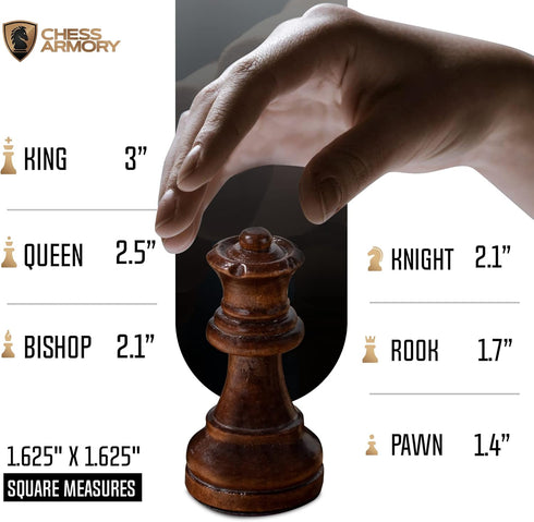 Chess Armory Premium Wooden Checkers and Chess Set - Portable Wood Case with Secure Storage for Kids and Adults (Beech