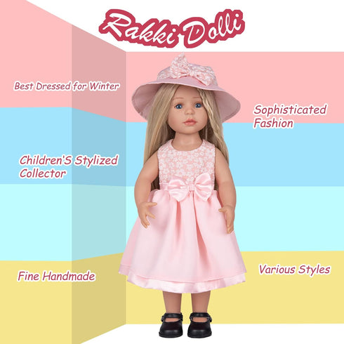 Doll Clothes and Accessories 3 Pc. Set includes Pink Skirt, Hat, White Underwear, Fashionable Dress Set for Baby Dolls