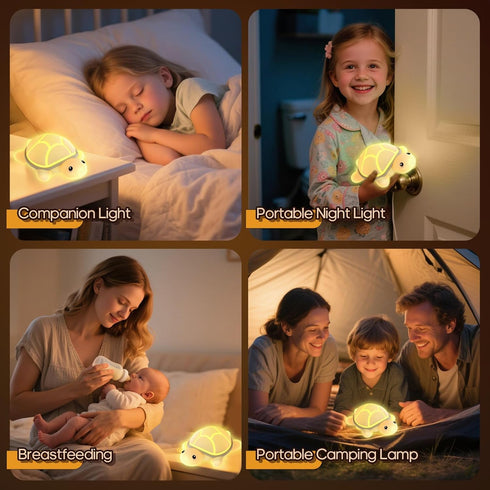 Gusweet 7 Turtle Night Light for Kids, Color Changing & Touch Control, Rechargeable USB Silicone Squishy LED Lamp