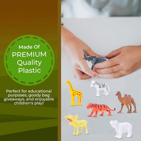 Mini Animals Jungle Party Pack - 100 Piece Bulk Set of Plastic Wild Mini Educational Animal Toys for Kids Party Favors