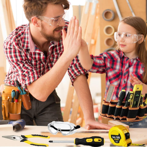 QeeHeng Set, Set Hammer, Kids Tool Kids Real Tool with Tools Bag, Tools Belt, Screwdrivers, DIY Building Woodworking