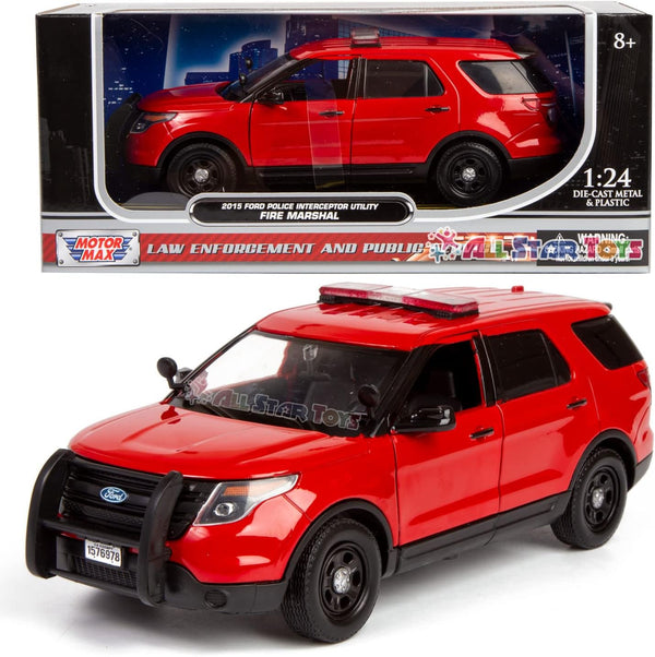 Motormax All Star Toys 1/24 Fire Department Diecast Model 2015 Ford Police Interceptor