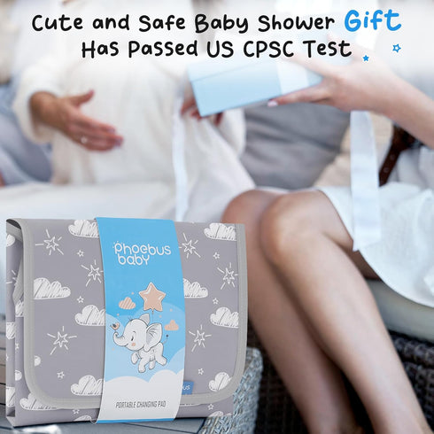 Baby Portable Changing Pad Travel - Waterproof Compact Diaper Changing Mat with Built-in Pillow - Lightweight