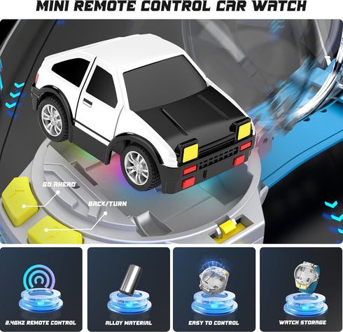 Mini Remote Control Car Watch Toy with LED Lights, 2.4G RC Cars Toy Car Watch USB Charging Hand Controlled Watch RC Car for Kids Boys Girls for Birthday Christmas Holiday Party Gifts
