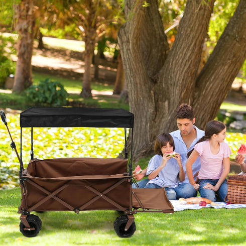 Setup Portable Folding Wagon Canopy Sunshade for Outdoor Activities Family-Friendly Utility Cart for Picnics Camping
