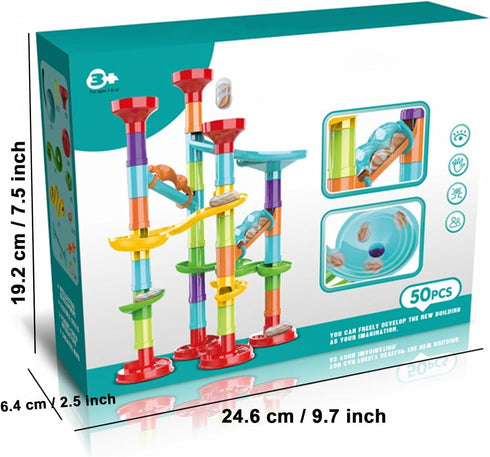 ailixinda 50 Set,STEM Set 15 PCS Marble Toy Premium Educational Building Block Toy,Marble Track Race with Glass Marbles