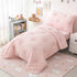 Sets 4 Pink Toddler Bedding for Girls, Pieces Soft Microfiber Floral Embroidery Toddler Bed-in-a-Bag Includes Soft