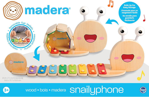 8-Key 2 3+ Madera Wood: Snailyphone - Snail-Designed Xylophone, Matching Mallets, Wooden Musical Instrament