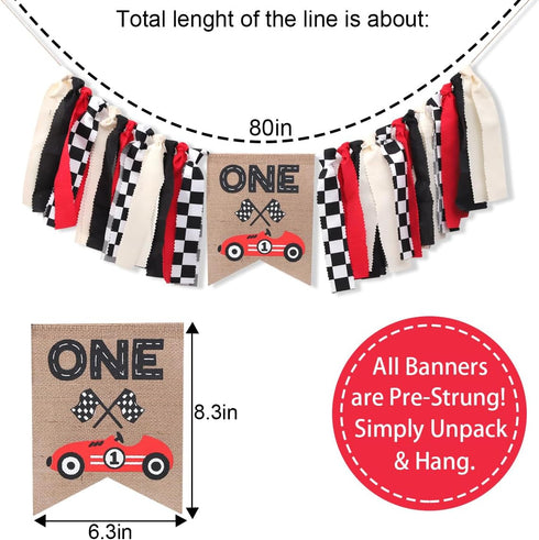 TUTOTU 1st/First 1st Race Car One High Chair Banner - Race Car Birthday Party Decorations,Boy First Race Car Banner,Car